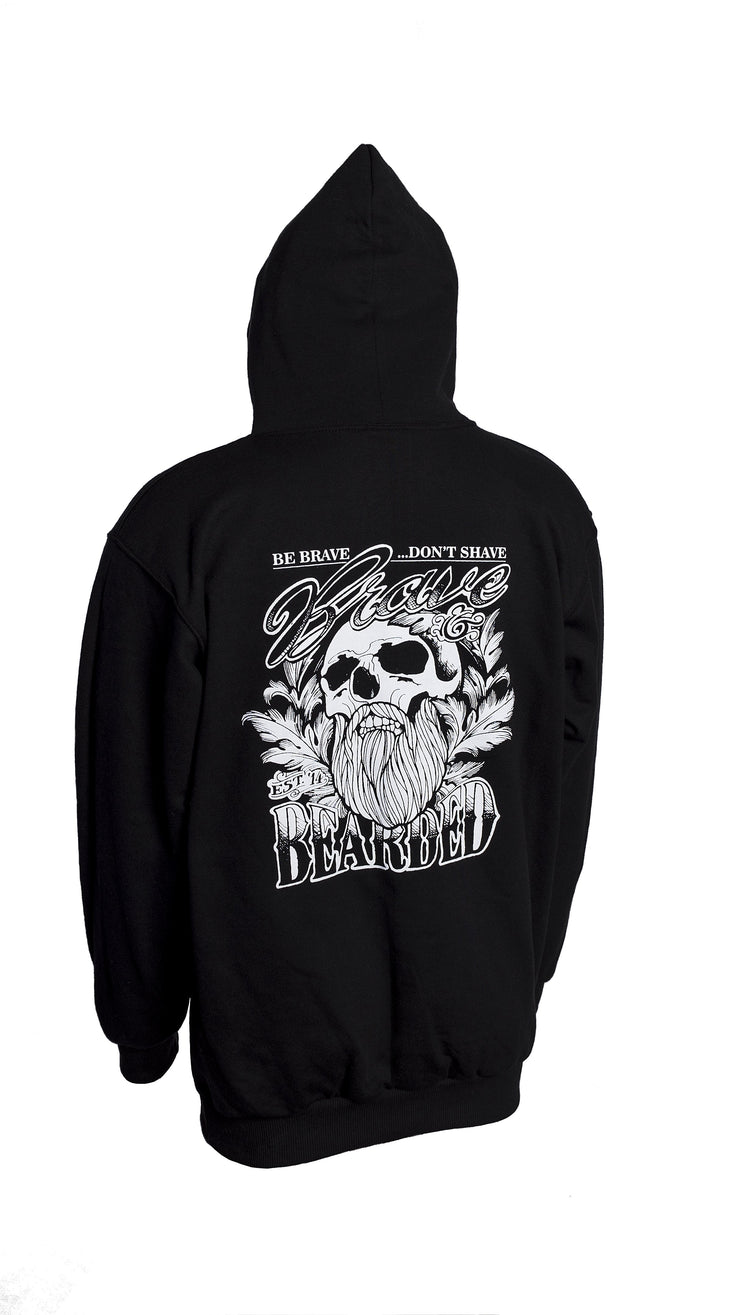 double hooded sweatshirt, bravenbearded sweatshirt, black hoodie, skull hoodie, skull apparel, beard apparel, beard hoodie, black hoodie, beard skull hoodie
